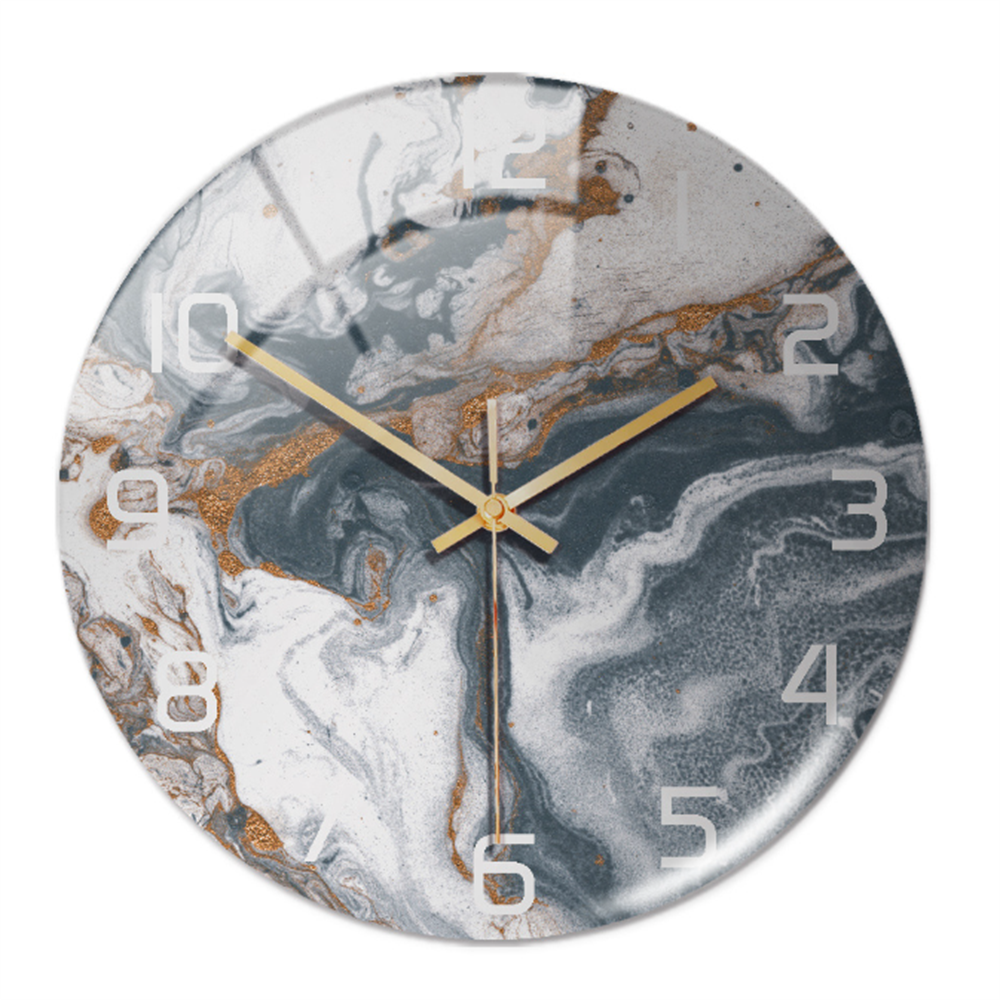 Stylish Wall Clock with Marble Texture - MarbleTime-Grey Copper White-The Livary