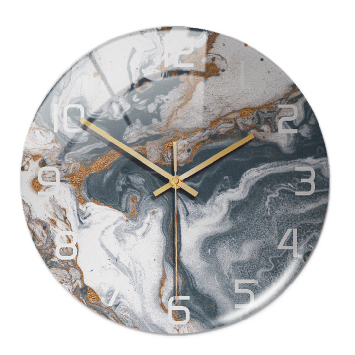 Stylish Wall Clock with Marble Texture - MarbleTime-Grey Copper White-The Livary