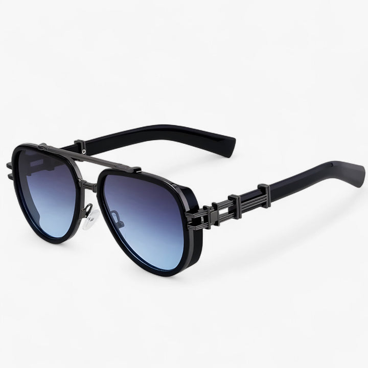 Oversized steampunk sunglasses with polarized lenses – Arclight-Black Grey Blue-The Livary