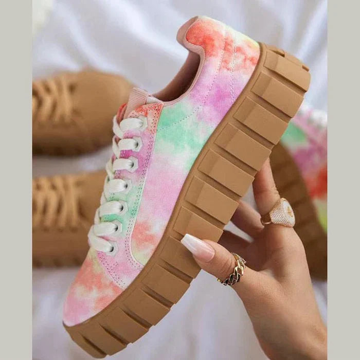 Orthopaedic Women's Sports Shoes with Platform Sole - Mira-Floral-5-The Livary
