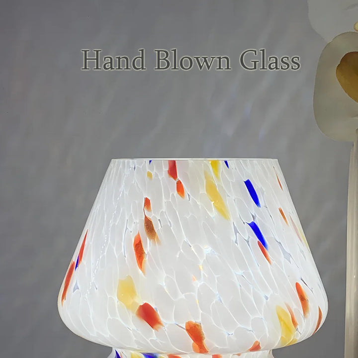 Aesthetic Glass Mushroom Lamp - LumiMush-White dot-The Livary