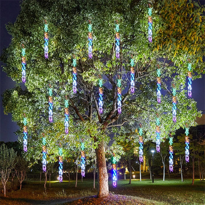 LED Meteor Shower Outdoor Lighting – Lumi-White-1 Chain 1 Adapter-The Livary