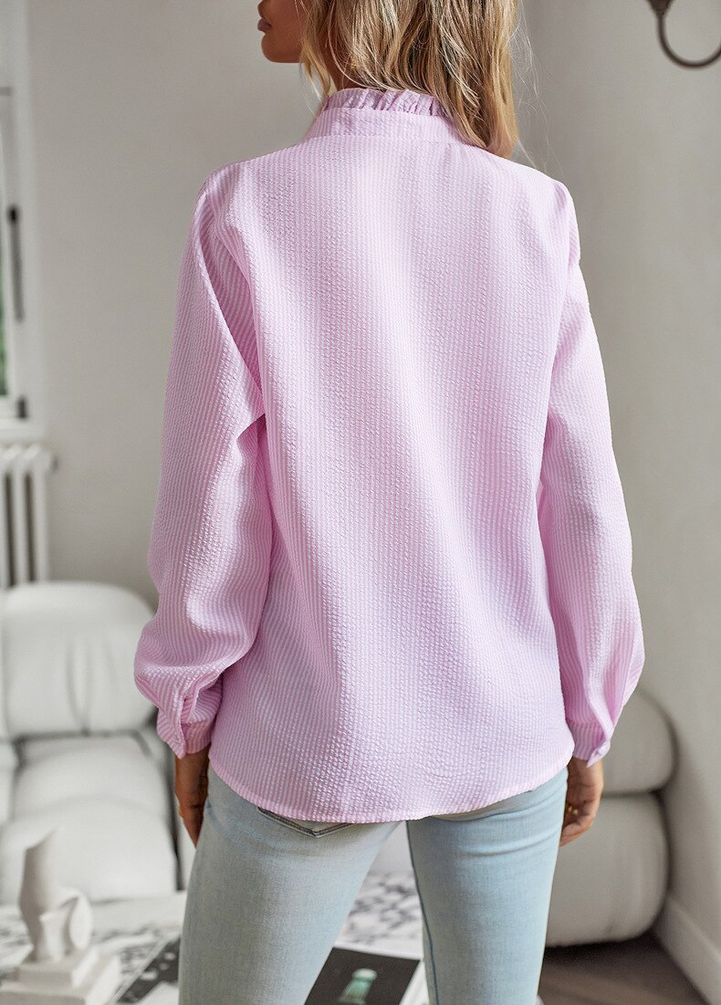 Trendy Striped Ladies' Blouse – Elise-Blue-S-The Livary