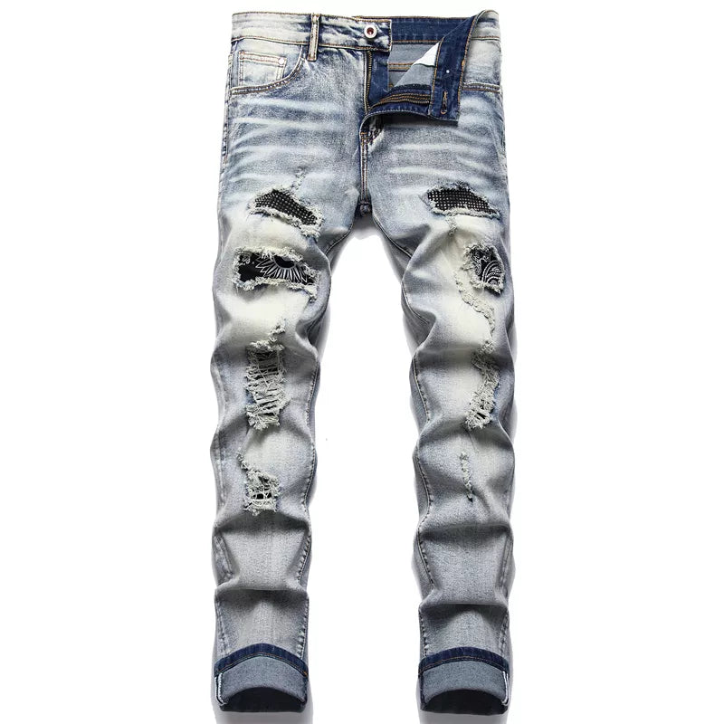 Trendy Ripped Men's Jeans - Jaxon-Dark Grey Vintage-28-The Livary