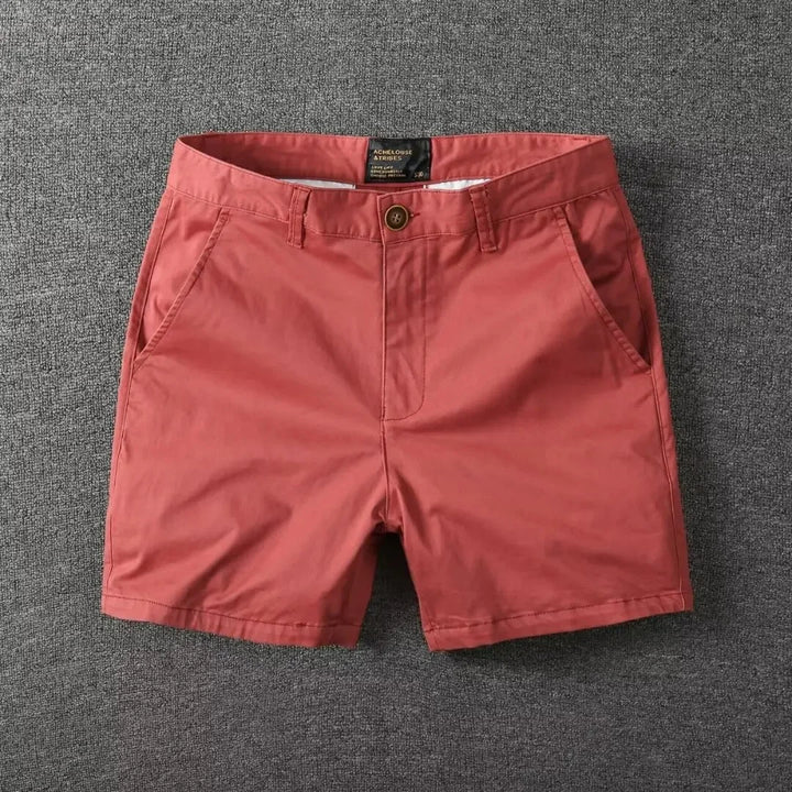 Summer chino shorts with a comfort fit – Matteo-Orange-red-28-The Livary