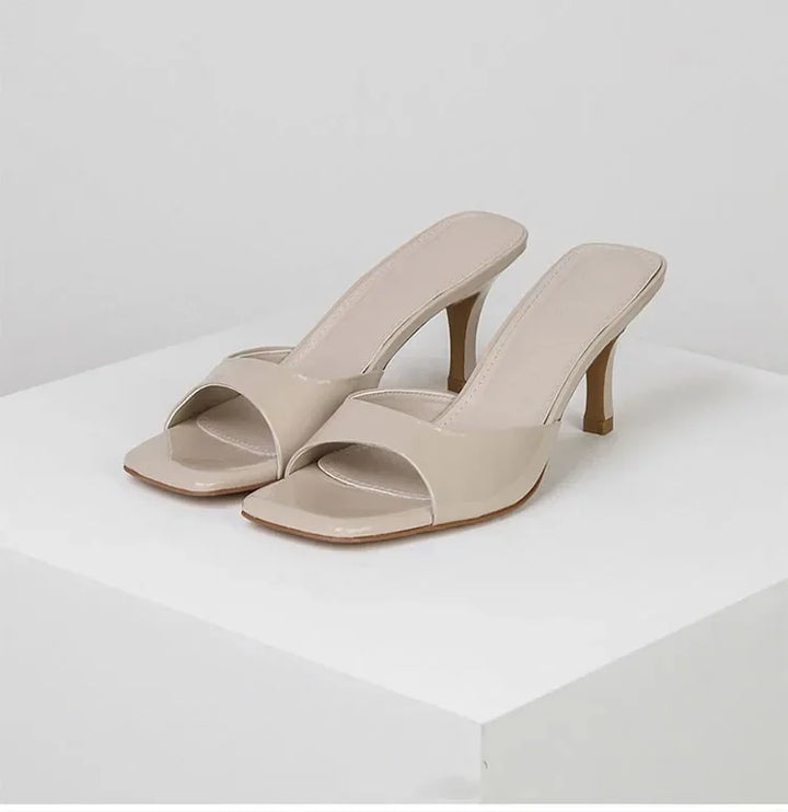 Open back mules for women – Mirella-Beige-3-The Livary