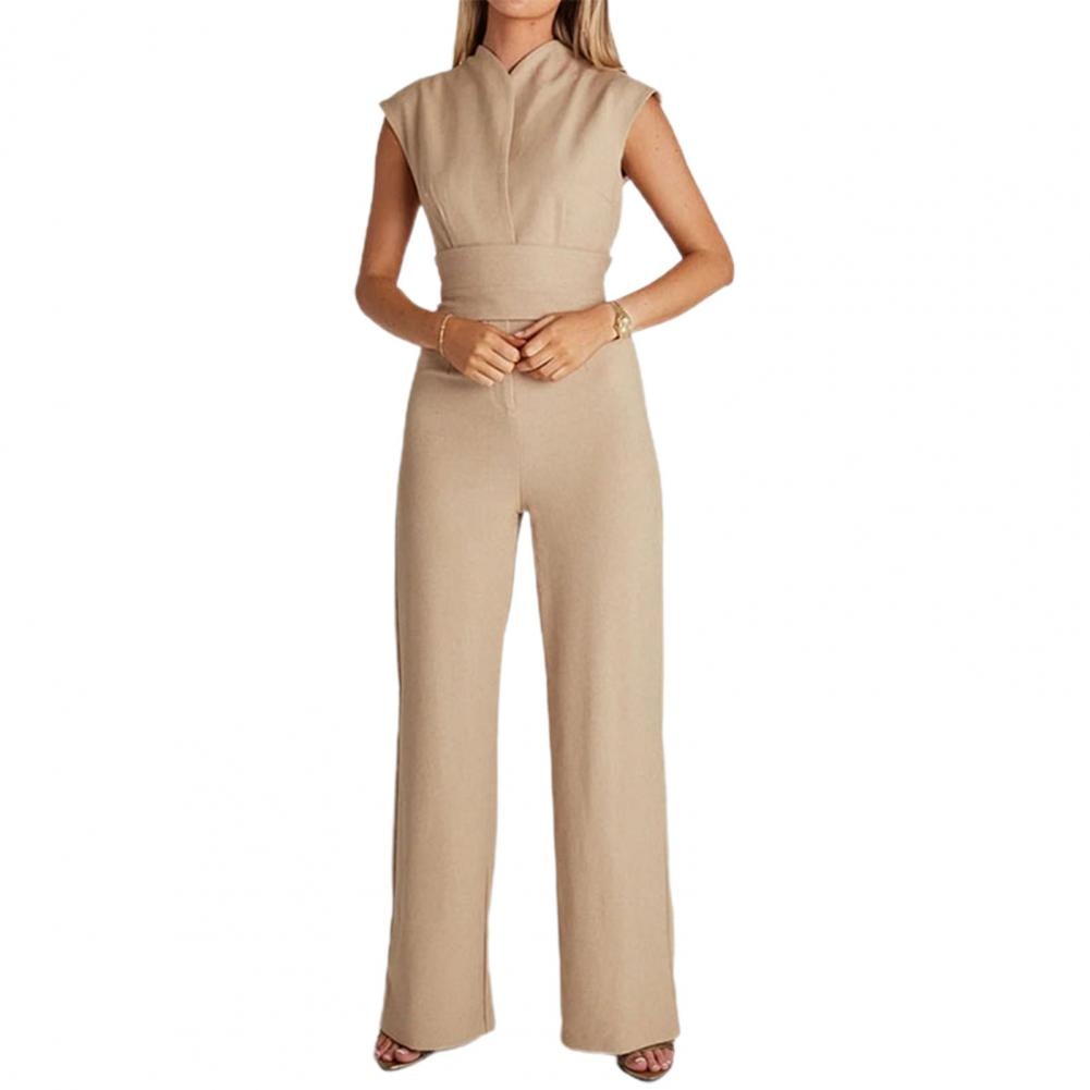 Airy women's jumpsuit with wide legs and a V-neck – Maribel-Black-S-The Livary