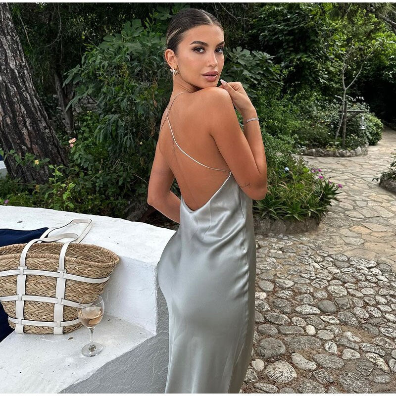 Sleeveless Maxi Dress with Straps - Luna-Gray-XS-The Livary