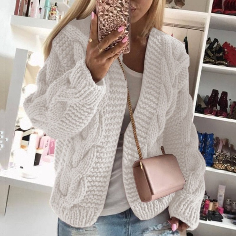 Luxury Cashmere Ladies Cardigan - Camille-White-S-The Livary