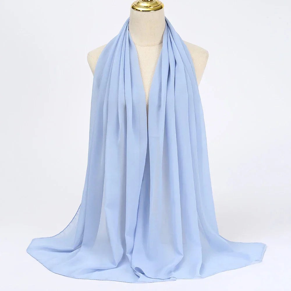 Chiffon Hijab Scarf – Leilani-Light blue-The Livary