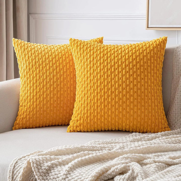 Corduroy Cushion Covers with Boho Style – Velvia-Yellow-40x40CM-The Livary