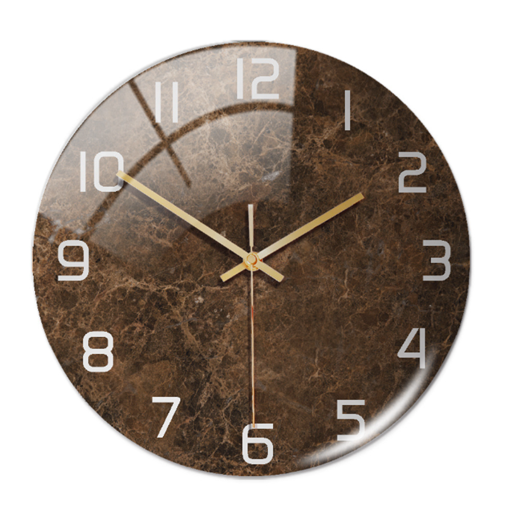 Stylish Wall Clock with Marble Texture - MarbleTime-Brown-The Livary