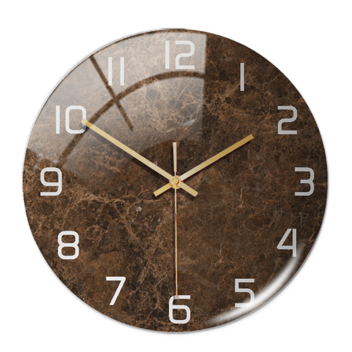 Stylish Wall Clock with Marble Texture - MarbleTime-Brown-The Livary