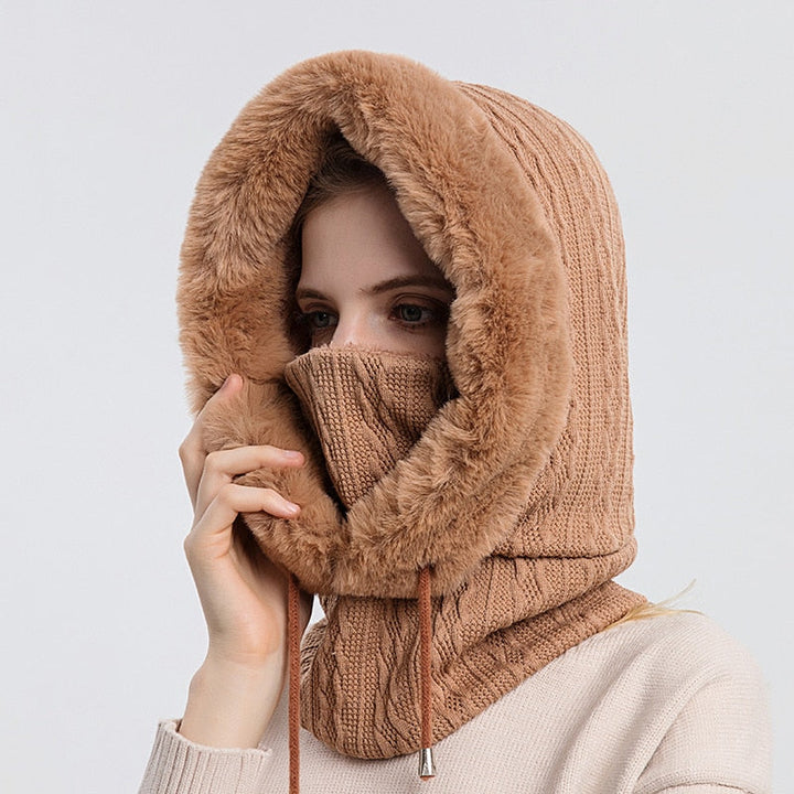 3-in-1 Winter Scarf and Hat for Women - Isabella-Khaki-The Livary