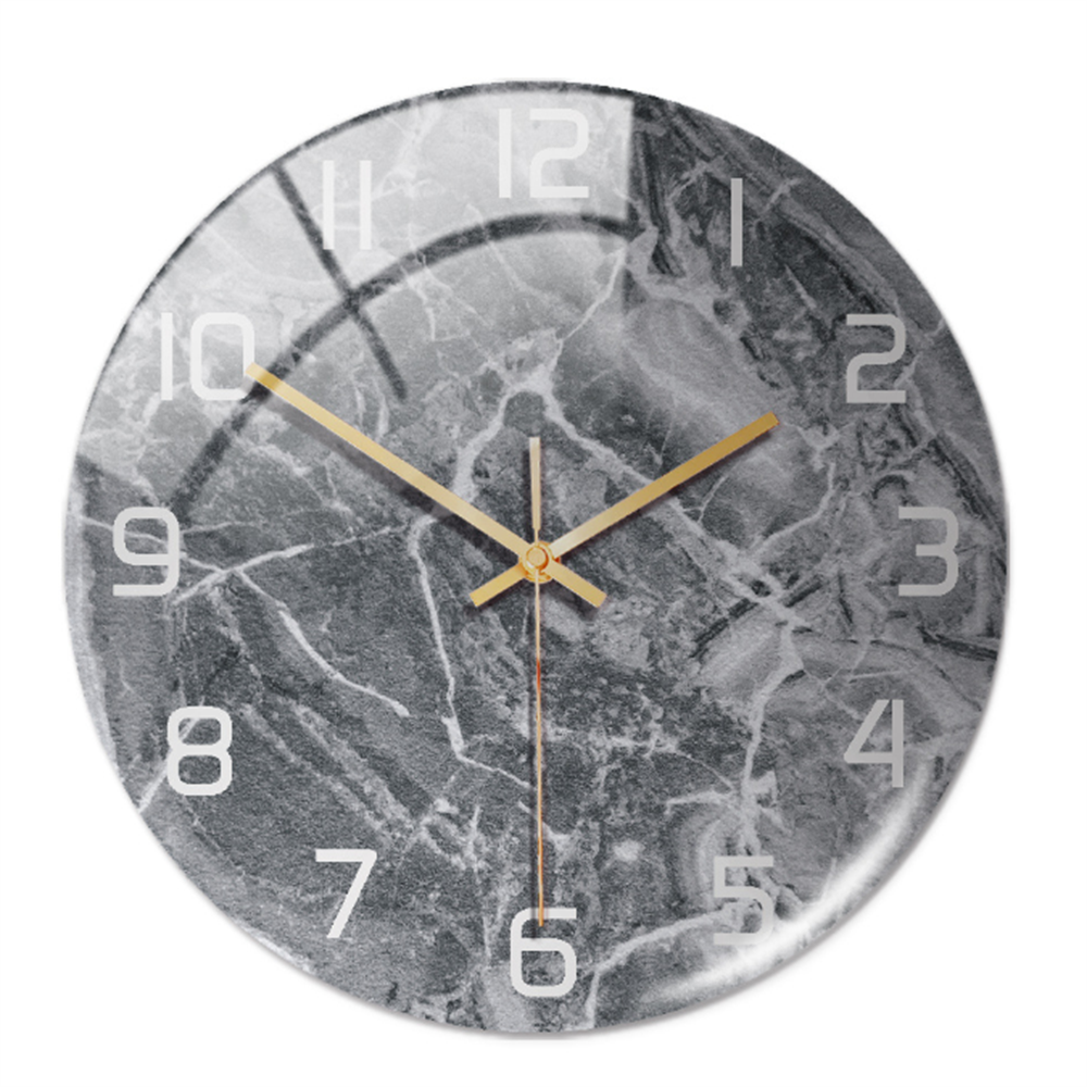 Stylish Wall Clock with Marble Texture - MarbleTime-Grey-The Livary