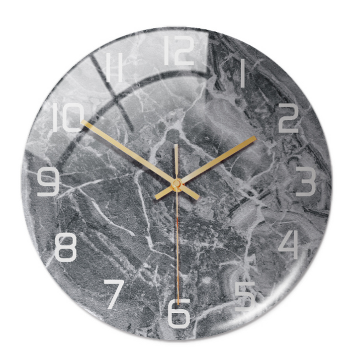 Stylish Wall Clock with Marble Texture - MarbleTime-Grey-The Livary