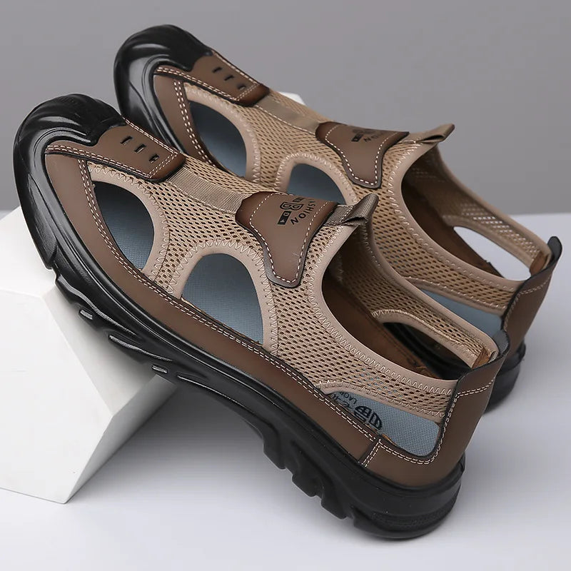 Breathable & Stylish Mesh Sandals for Men - Leon-Dark brown-6-The Livary