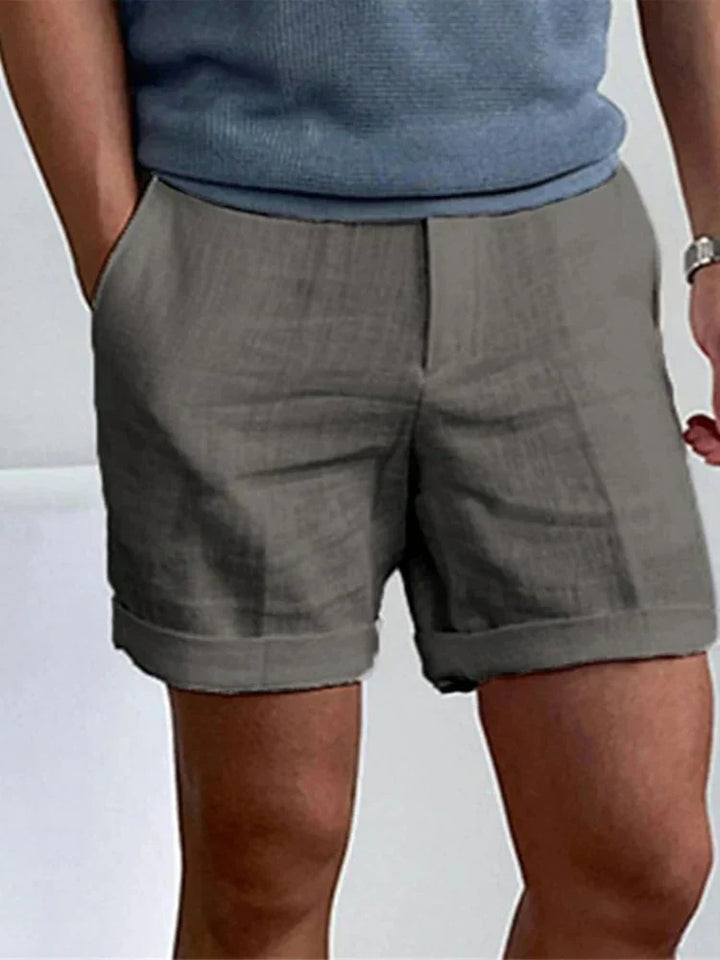 Light men's summer shorts made of linen with a relaxed fit - Jorin-Dark grey-S-The Livary