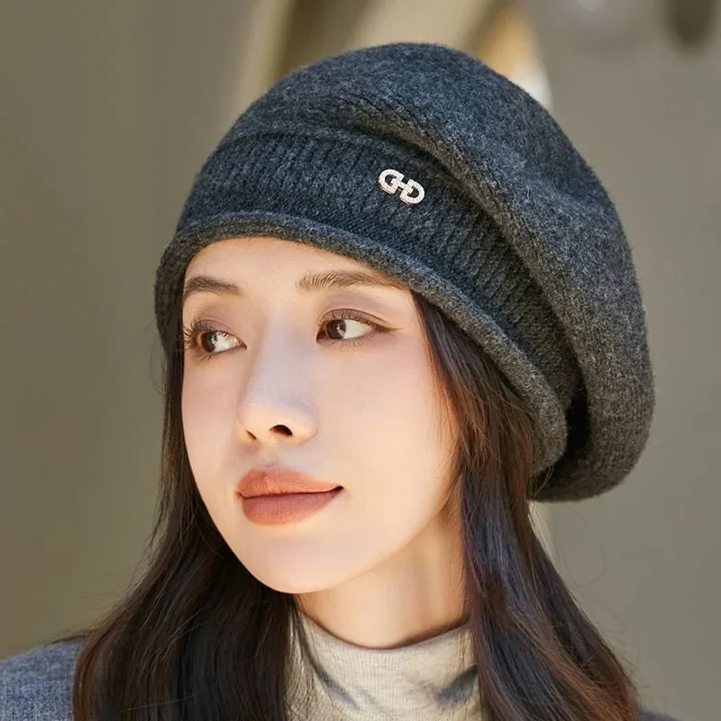 Casual Wool Ladies Beret - Diana-Light grey-The Livary
