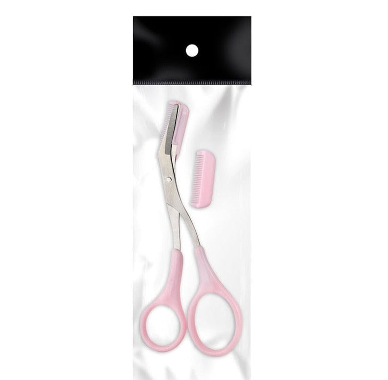 Eyebrow scissors with comb – TrimLuxe-Pink-The Livary