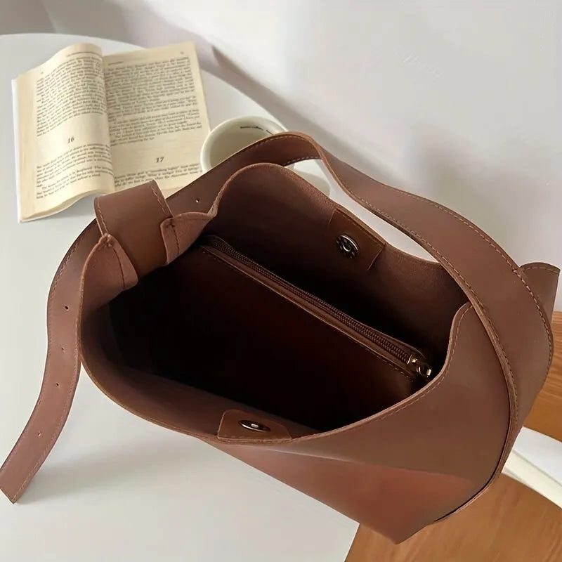 Stylish Shoulder Bag for Every Day - Luxe Everyday-Brown-The Livary