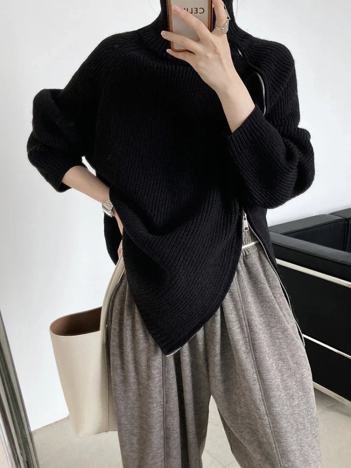 Ladies Pullover Vest with Zip - Clara-Black-One Size-The Livary