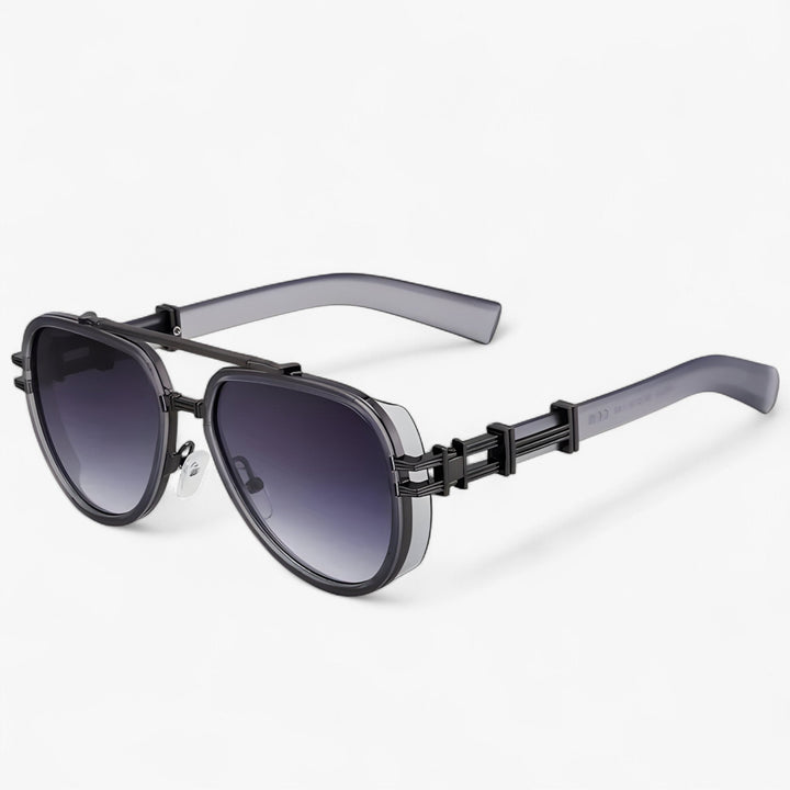 Oversized steampunk sunglasses with polarized lenses – Arclight-Gray Black-The Livary