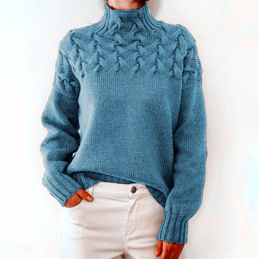 Knitted Ladies' Turtleneck - Isabelle-Light blue-S-The Livary