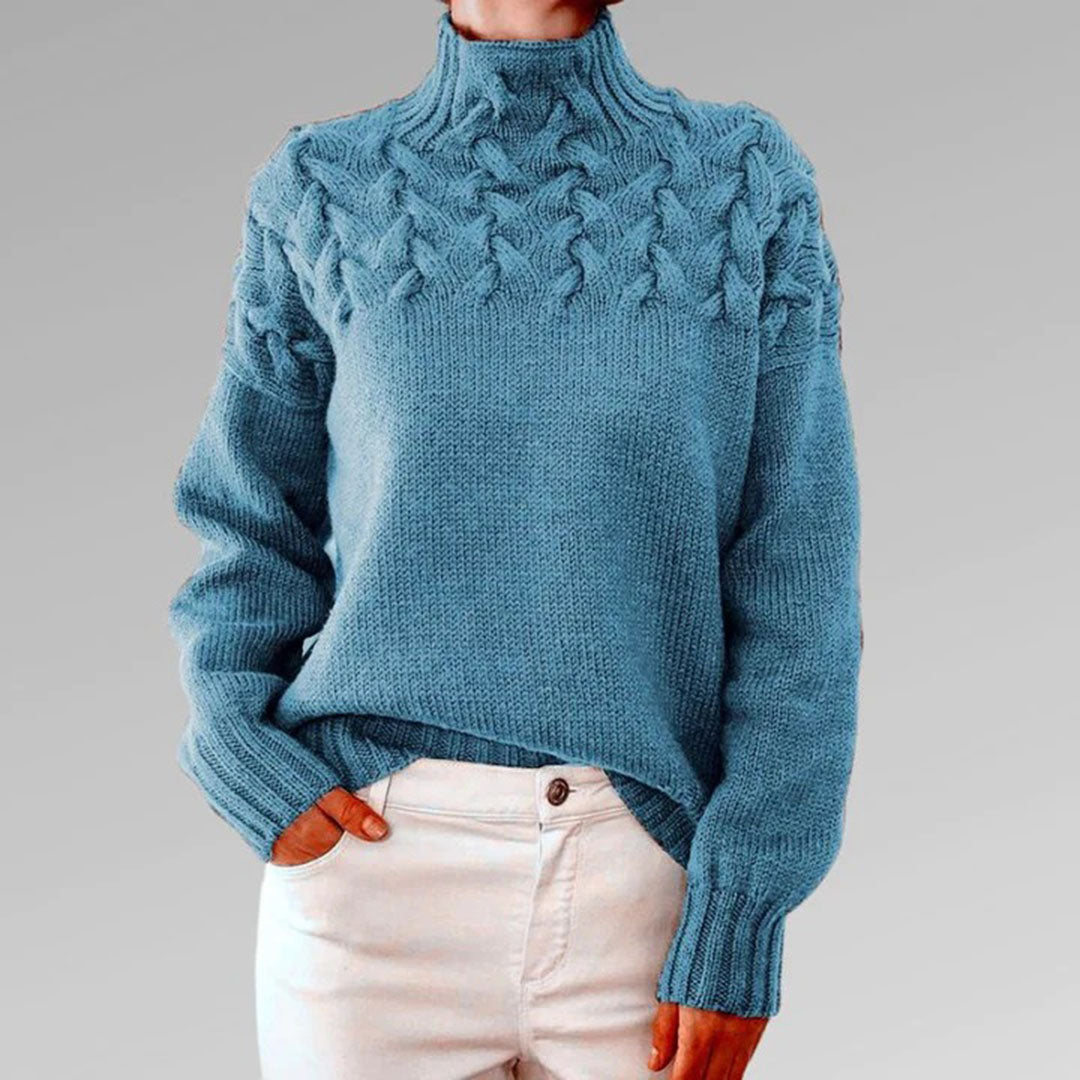 Knitted Ladies' Turtleneck - Isabelle-Light blue-S-The Livary