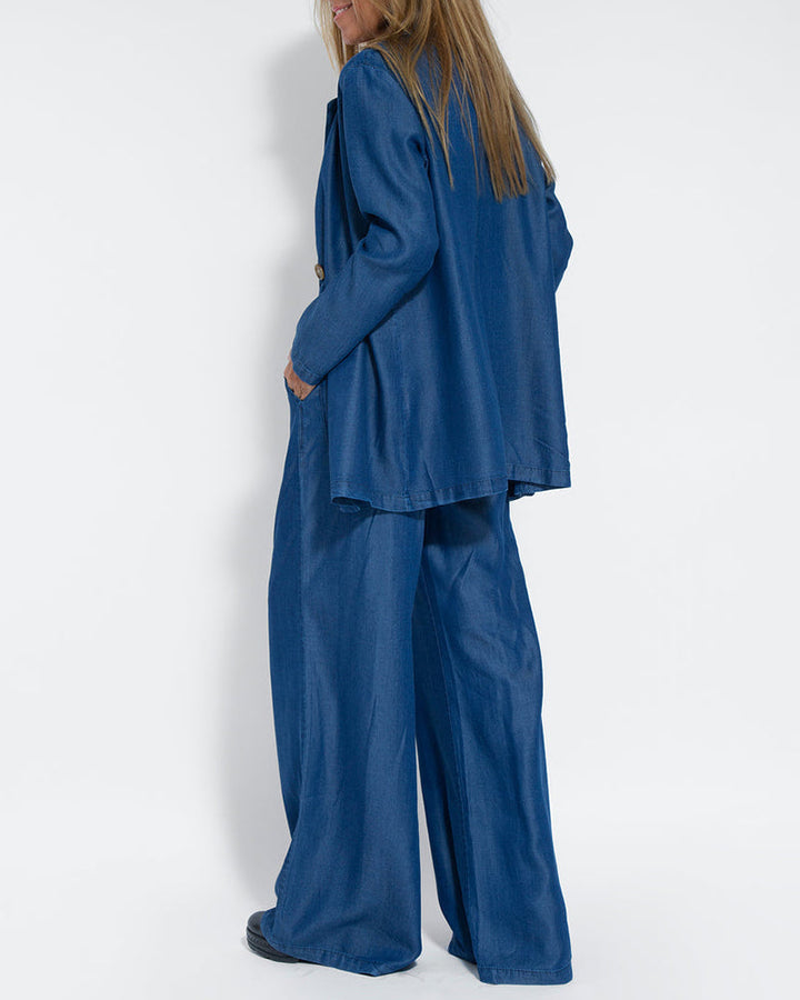 Linen 2-Piece Set with Wide Trousers and Jacket – Alma-Black-S-The Livary