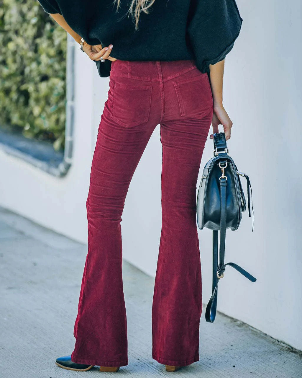 High Waist Flare Pants for Women – Noa-Bordeaux red-S-The Livary