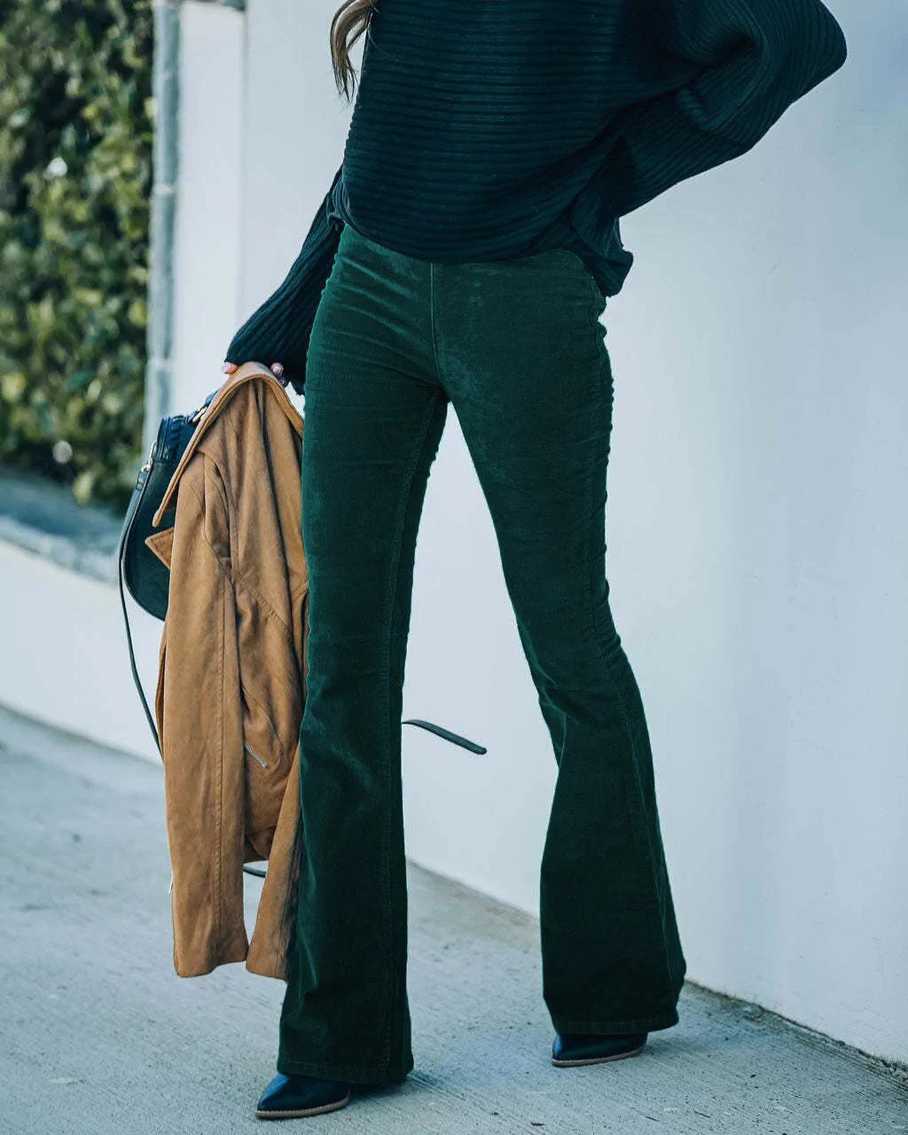 High Waist Ladies Trousers - Sienna-Dark green-S-The Livary