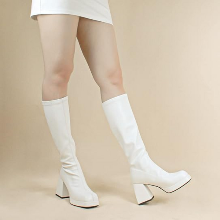 Leather Platform Boots with Block Heel - Ursula-Black-2.5-The Livary