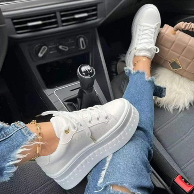 Stylish Luxury Platform Women's Sneakers - Nina-White-3.5-The Livary