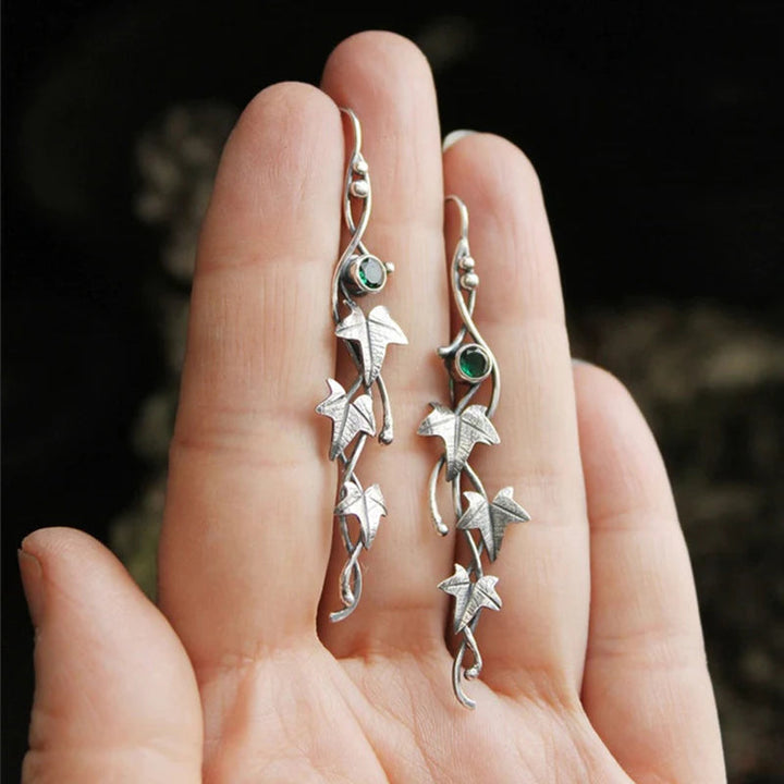 Vintage Leaf Elf Earrings - Sylvana-Green-The Livary