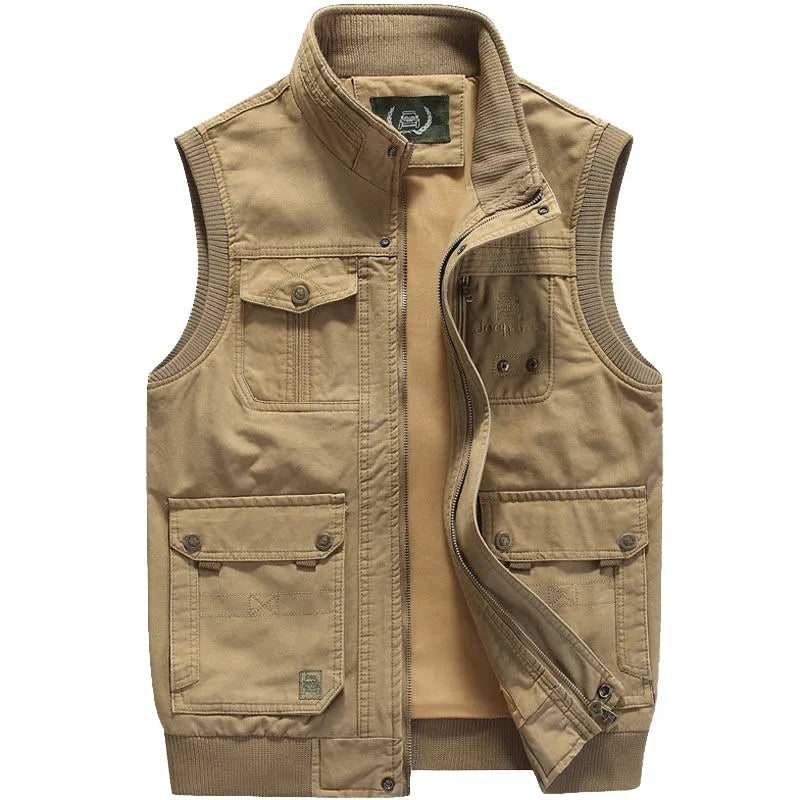 Vintage outdoor vest with practical pockets for men – Elias-Khaki-XS-The Livary