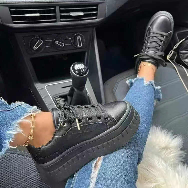 Stylish Luxury Platform Women's Sneakers - Nina-Black-3.5-The Livary