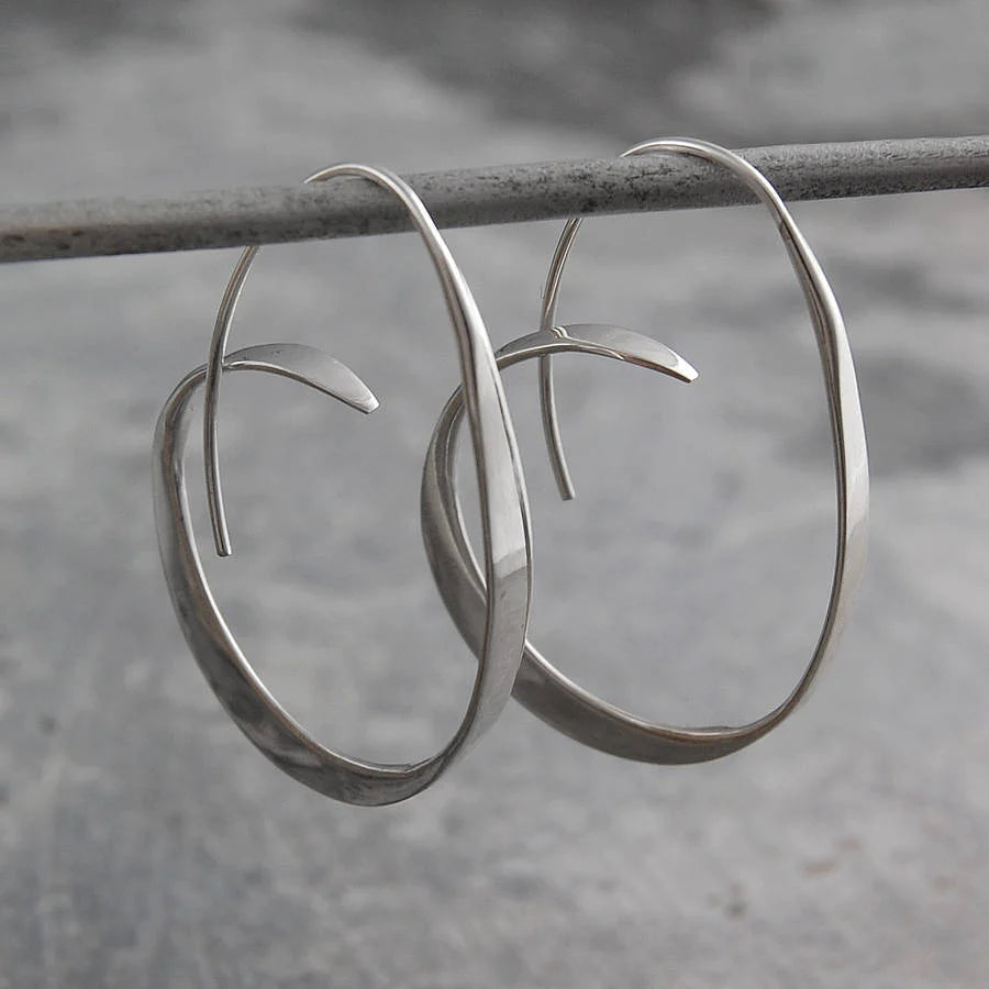 Spiral Shaped Earrings - Serina-Silver-The Livary