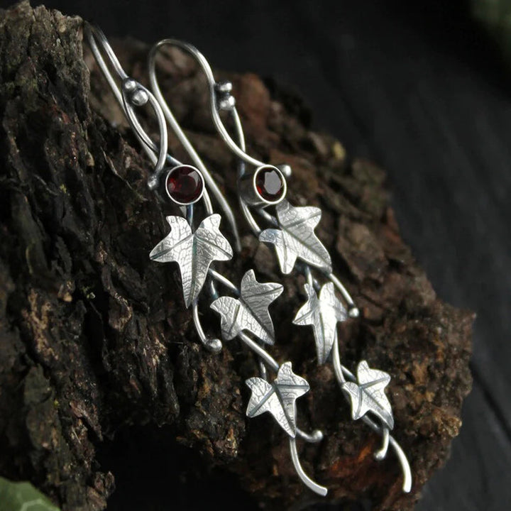 Vintage Leaf Elf Earrings - Sylvana-Red-The Livary