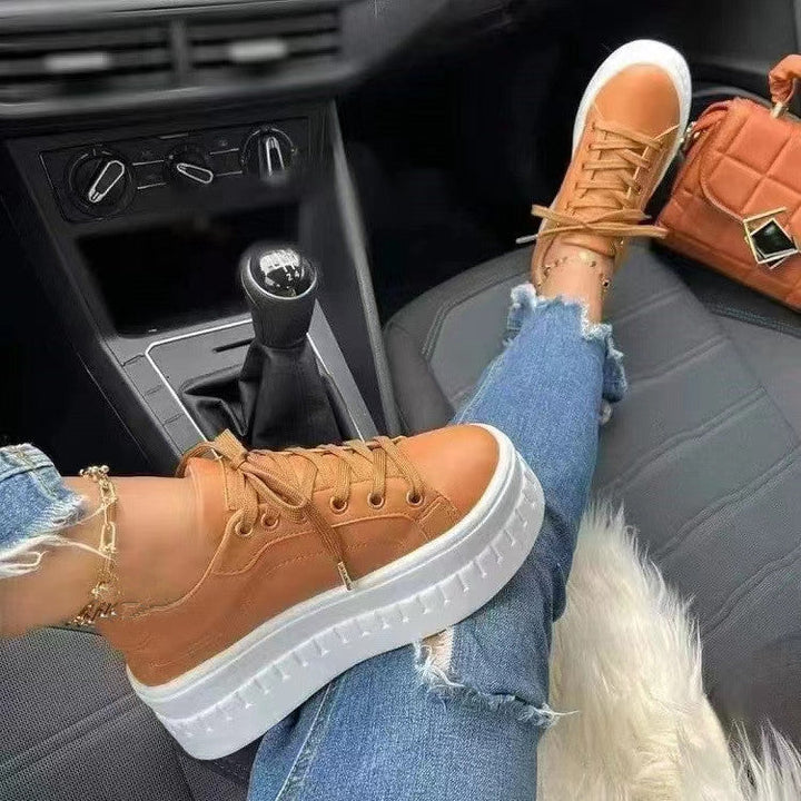 Stylish Luxury Platform Women's Sneakers - Nina-Brown-3.5-The Livary