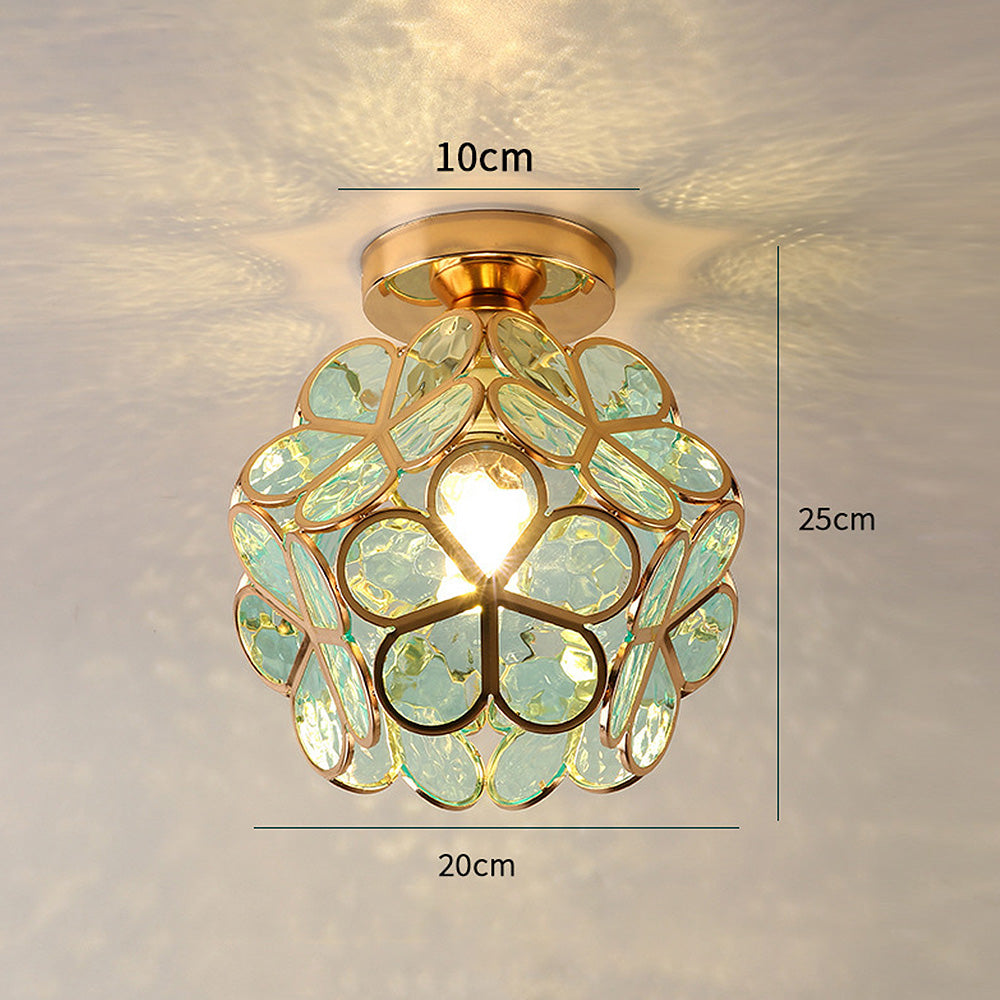Glass Flower Ceiling Lamp - FloraGlow-Green-D7.87*H9.84 inches-The Livary