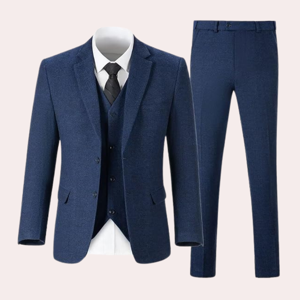 Business Stylish Three-Piece Suit for Men - Dorian-Blue-S-The Livary