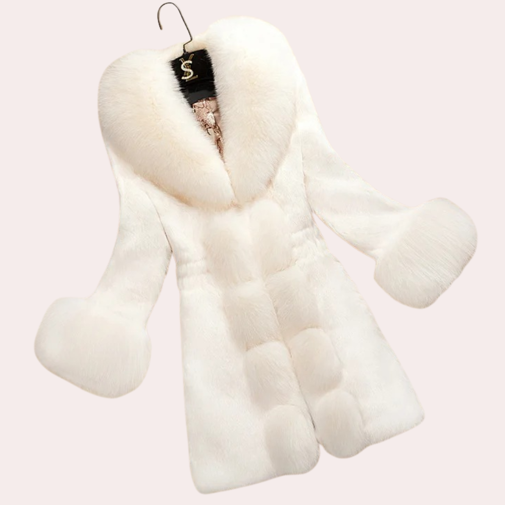 Sarabell - Trendy Coat with Faux Fur for Women-Black-XS-The Livary
