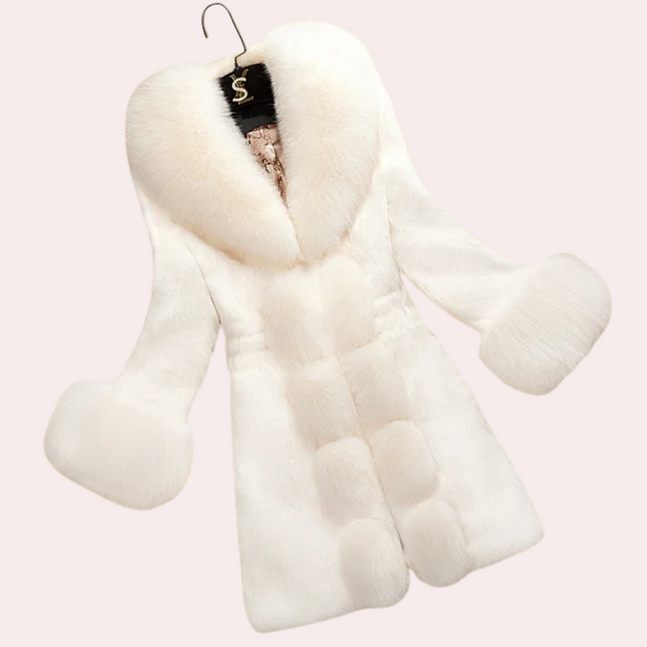 Sarabell - Trendy Coat with Faux Fur for Women-Black-XS-The Livary