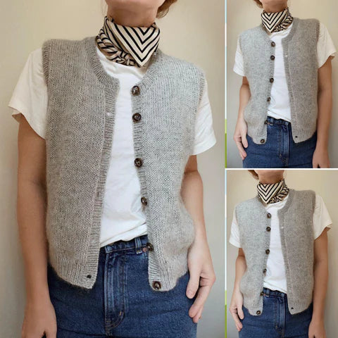 Light Grey Sleeveless Ladies' Cardigan - Celeste-S-The Livary