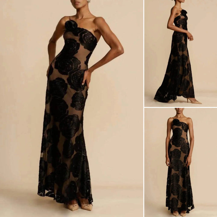 Strapless maxi dress with jacquard pattern – Maila-S-The Livary
