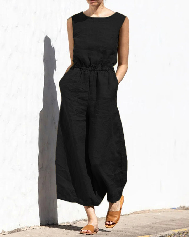 Sleeveless jumpsuit with wide leg – Aurelia-Black-S-The Livary