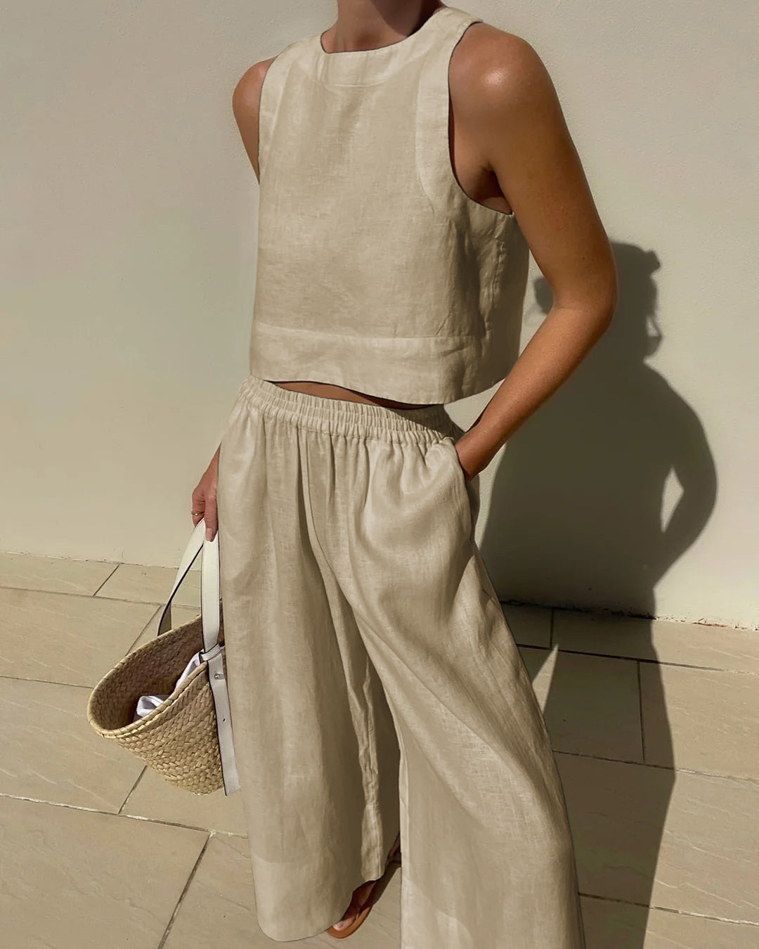 Two-piece women's outfit with skirt & top – Stylish & versatile – Narela-Beige-S-The Livary