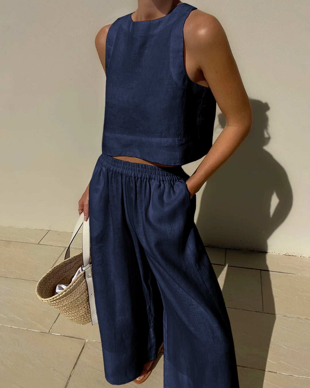 Two-piece women's outfit with skirt & top – Stylish & versatile – Narela-Navy blue-S-The Livary