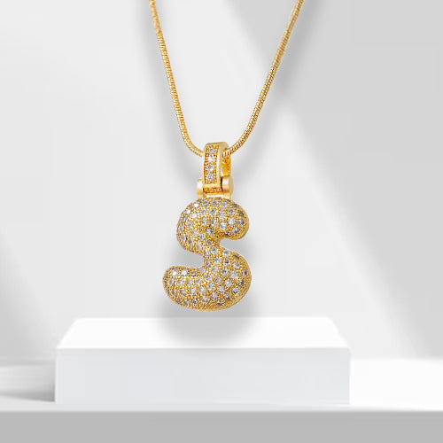 Bubble Letters Necklace with Pendant - LuxeLette-S-The Livary